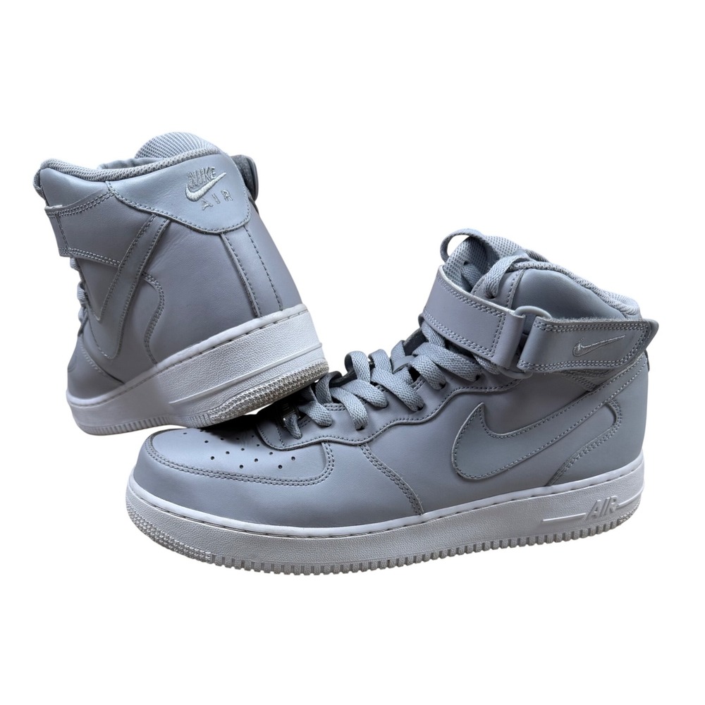 Nike Air Force 1 Mid 07 Mens 11.5 Grey 315123-046 Wolf Grey Leather Sneakers